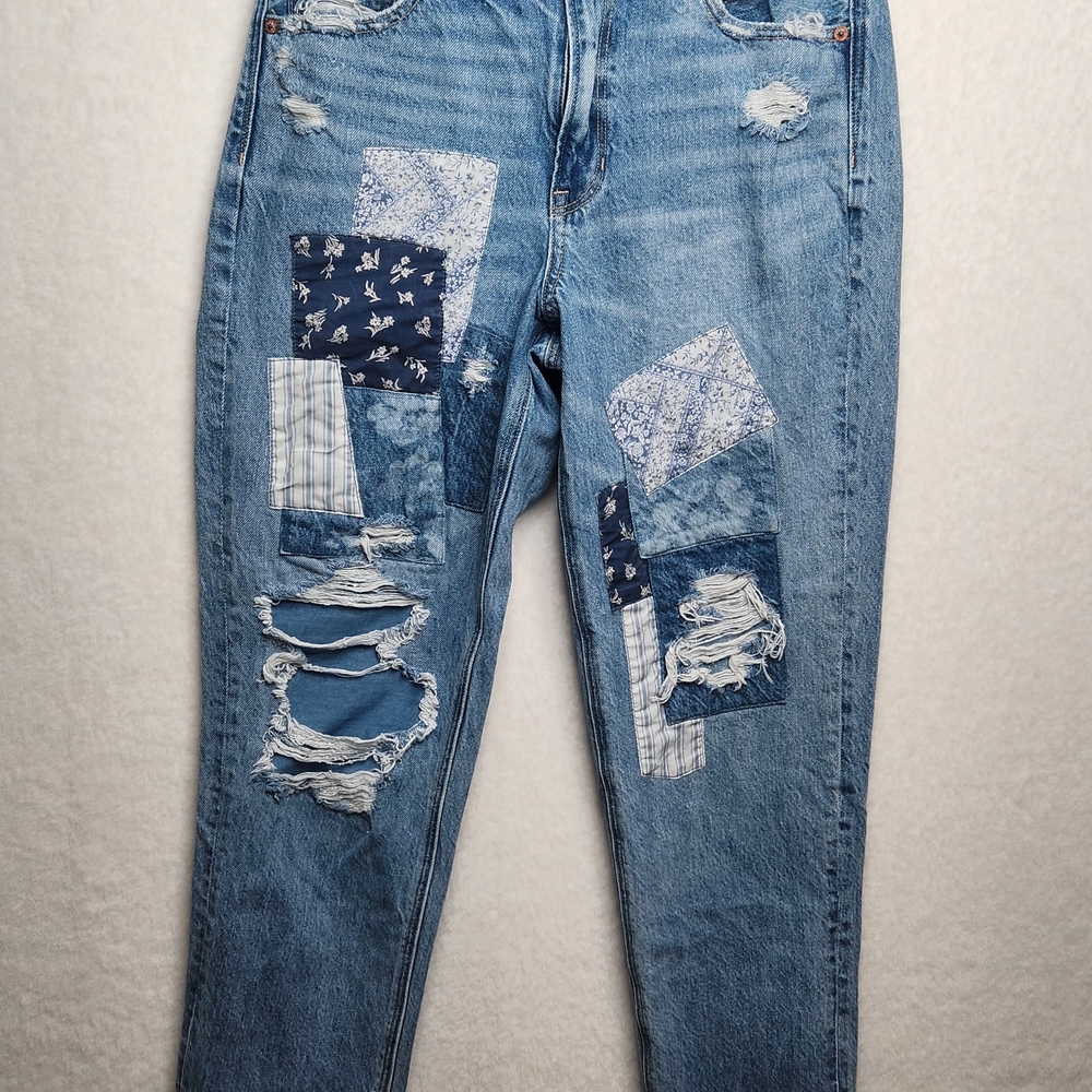 American Eagle Mom's Rip-Style Patchwork Straight… - image 1